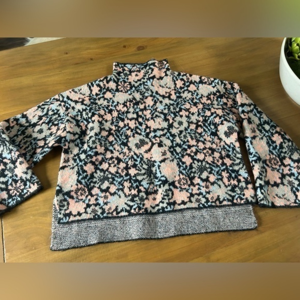 Zara Floral Patterned Mockneck Sweater